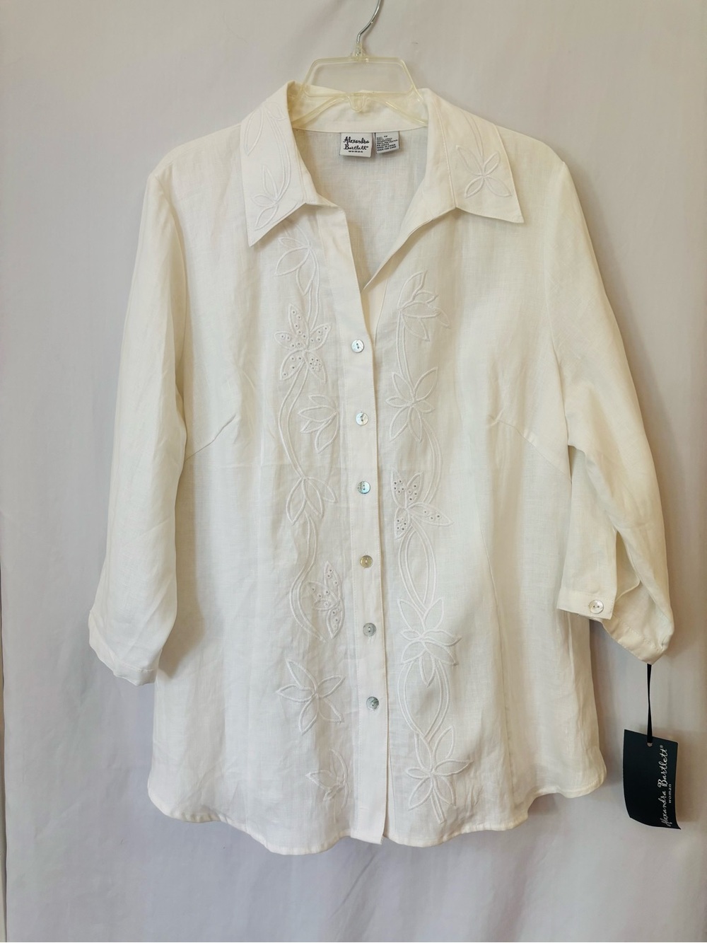 Alexandra Bartlett NWT Linen Embroidered Button Shirt 1X - Picture 8 of 8